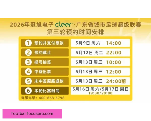 广东超级联赛全赛程最新安排及重点比赛时间解析